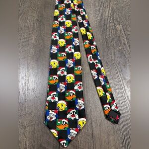 LOONEY TUNES Vintage Holiday Christmas Character Pattern Tie